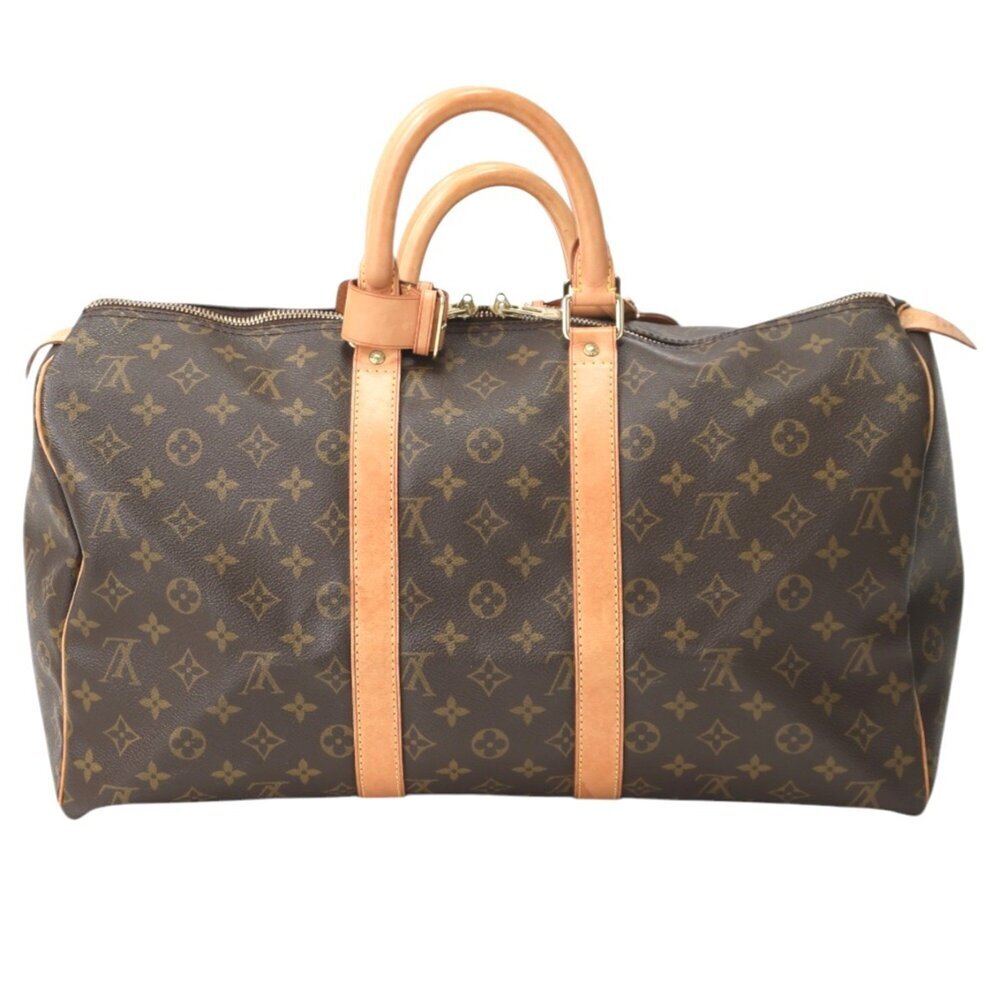 LOUIS VUITTON Authentic Brown Monogram Canvas Keepall 45 Boston Bag - Picture 2 of 15